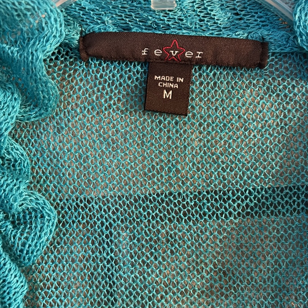 Turquoise Ruffled Cardigan - Picture 2 of 8